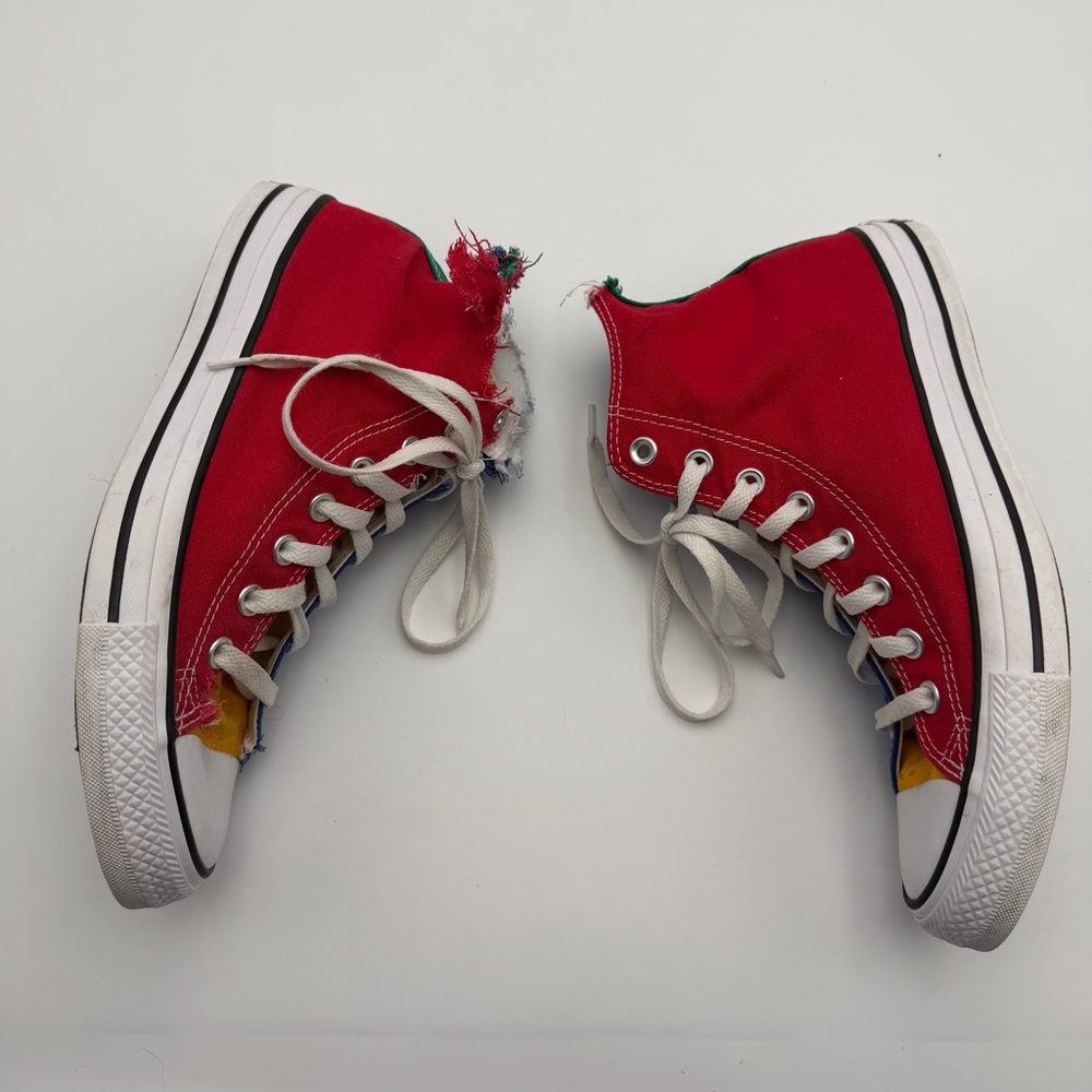 Converse Totally Thrashed Chuck Taylor All Star Hi Enamel Red Mens 8 Womens 10 - Picture 2 of 12